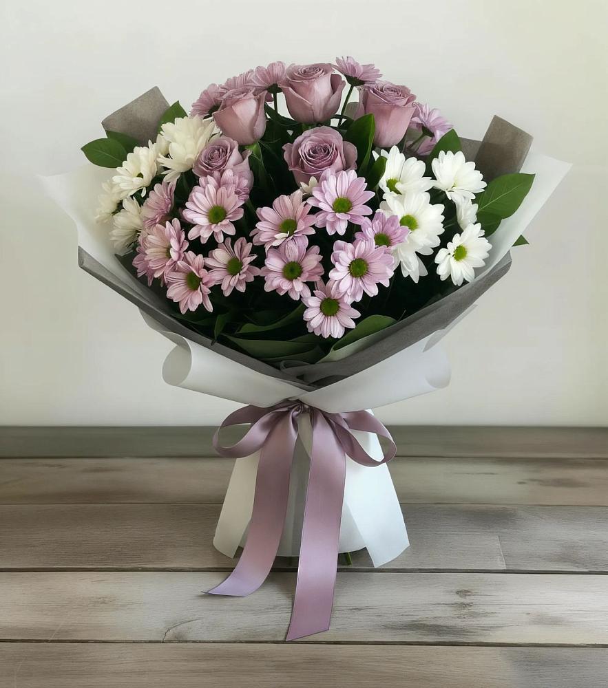 Букет цветов из: Хризантемы и Розы в Раздольном Ставропольского края