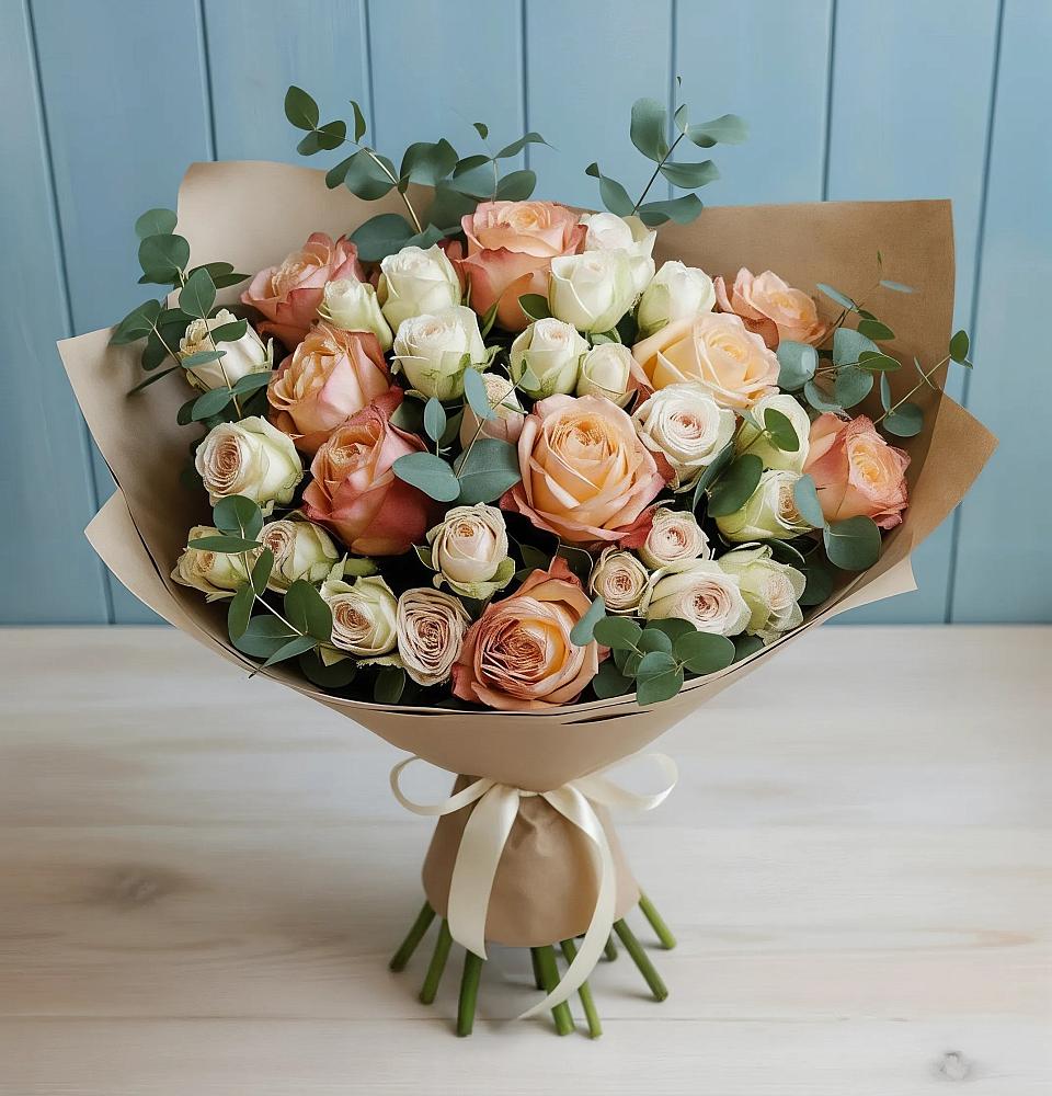 Букет цветов из: Альстромерии и Розы в Раздольном Ставропольского края