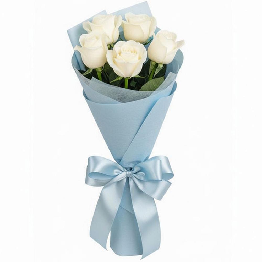 Букет 5 Белых роз Проуд в Раздольном Ставропольского края