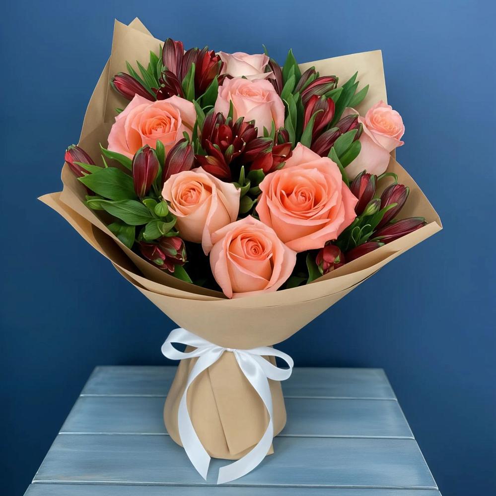 Букет цветов из: Розы и Альстромерии в Раздольном Ставропольского края