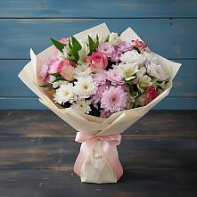 Букет цветов из:  Хризантемы, Альстромерии и Розы в Раздольном Ставропольского края