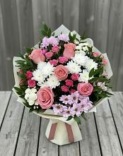 Букет цветов из:  Альстромерии, Гвоздики, Розы и Хризантемы в Раздольном Ставропольского края