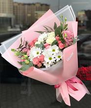 Букет цветов из:  Розы, Лизиантусы и Хризантемы в Раздольном Ставропольского края