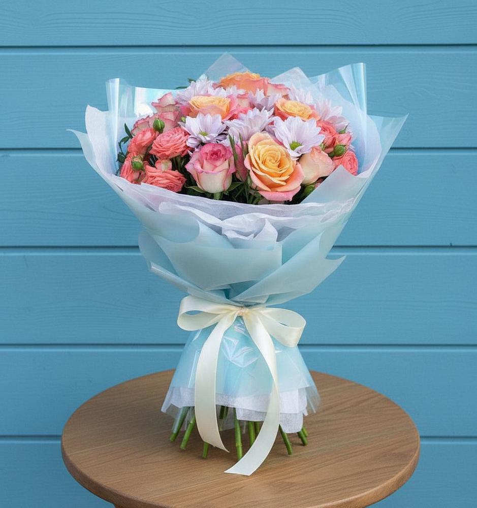 Букет цветов из: Хризантемы и Розы в Раздольном Ставропольского края