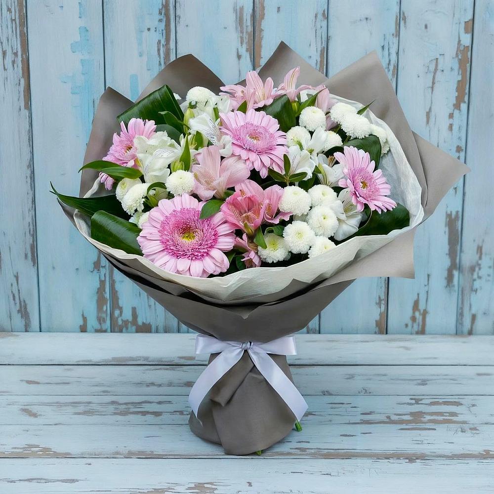 Букет цветов из: Герберы, Альстромерии и Хризантемы в Раздольном Ставропольского края