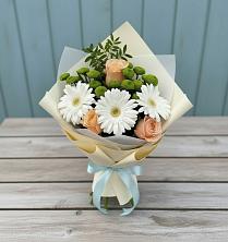 Букет цветов из:  Герберы, Розы и Хризантемы в Раздольном Ставропольского края