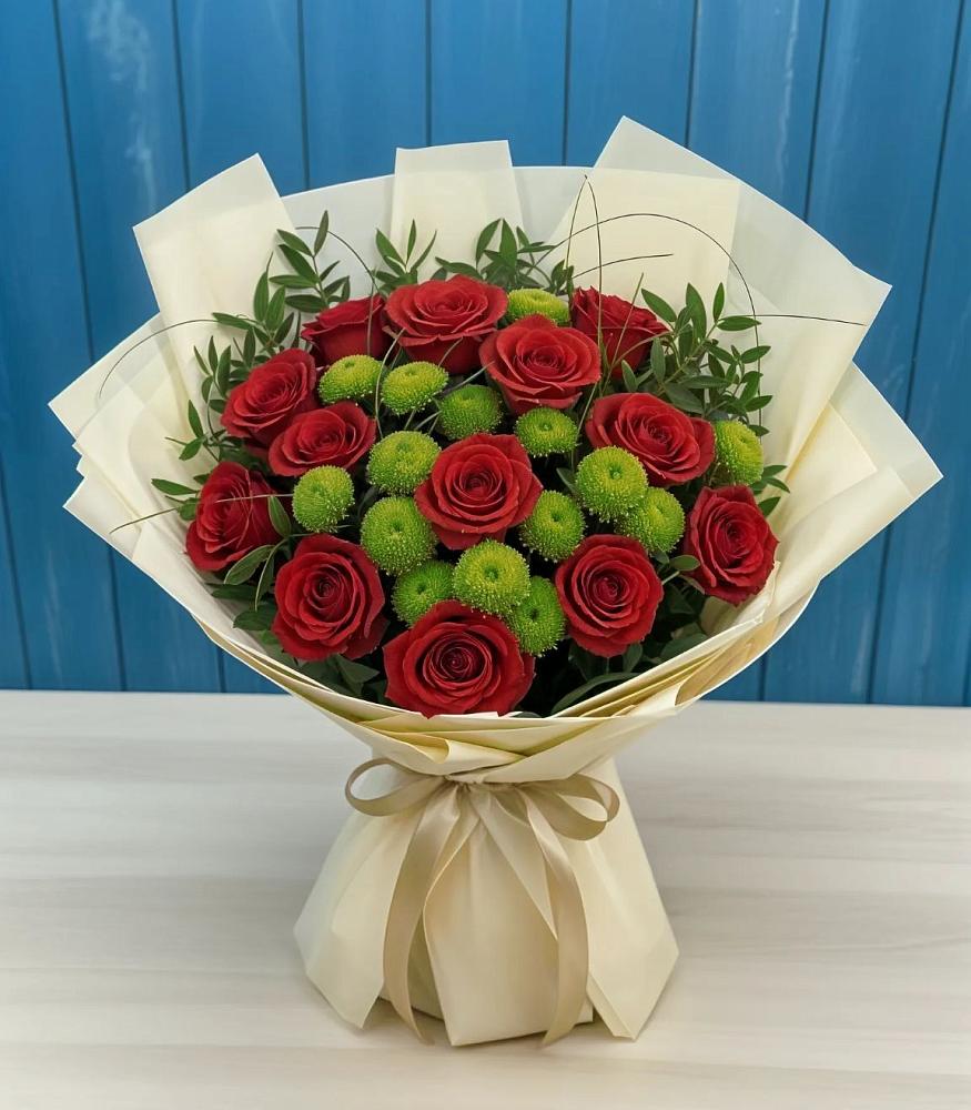 Букет цветов из: Розы и Хризантемы в Раздольном Ставропольского края